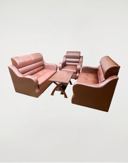 Rolled Arm Two Seater Synthetic Leather Living Room Sofa