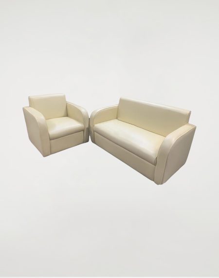 Synthetic Leather Straight-backed Snug Sofa Set