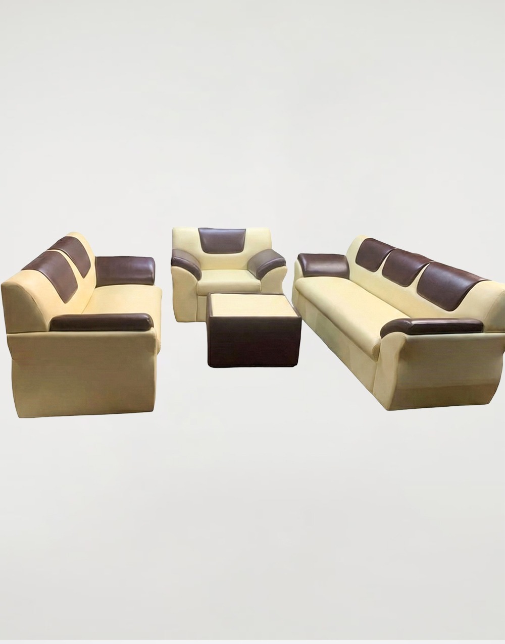 Rolled Arm Fluffy Sofa Set with Tea Table (3+2+1)