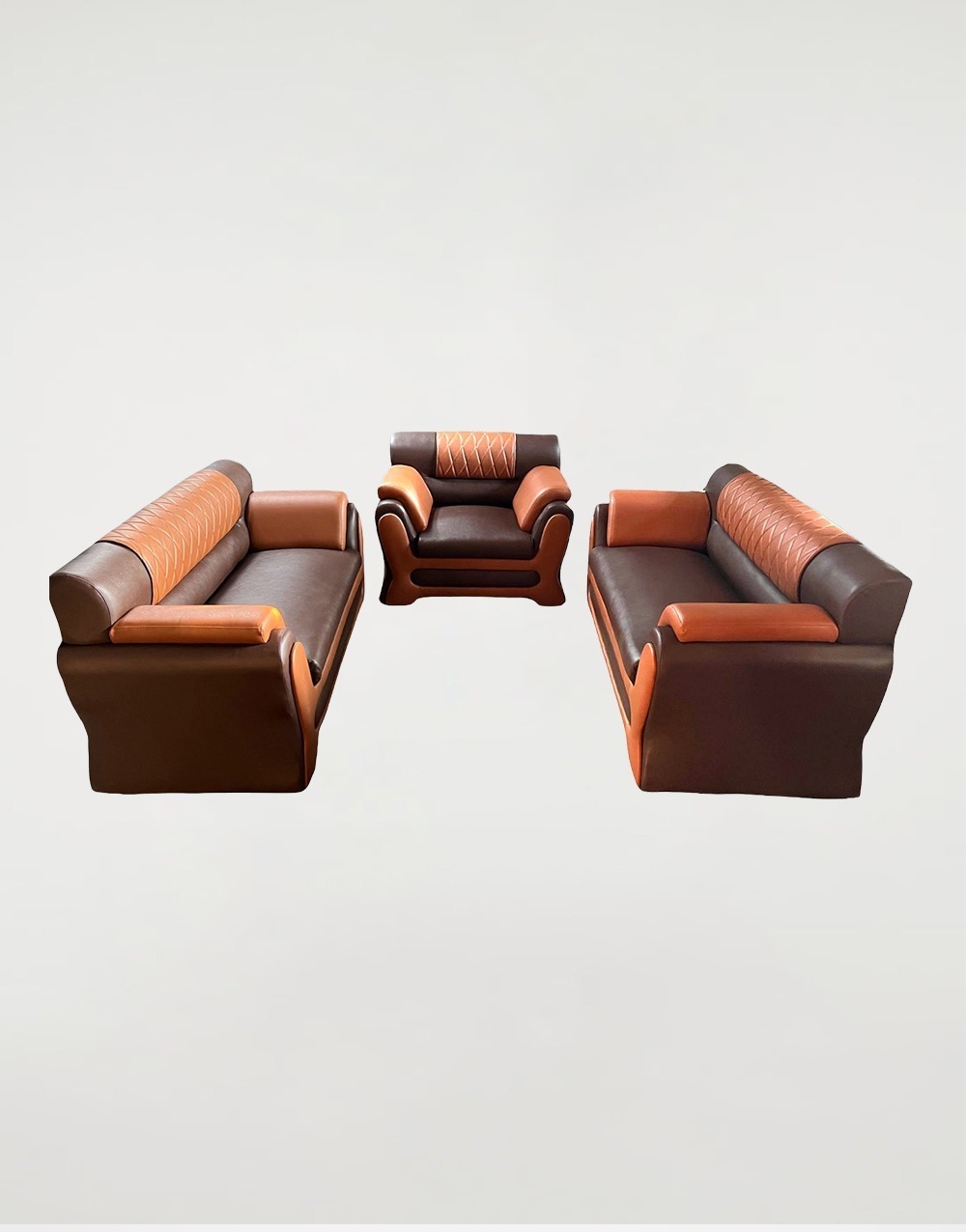 Sofa Set Leather Rolled Arm Fluffy