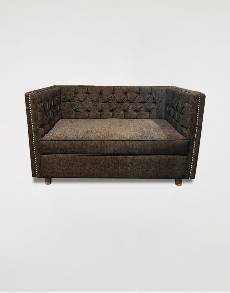 Chesterfield Two Seater Wooden Velvet Sofa